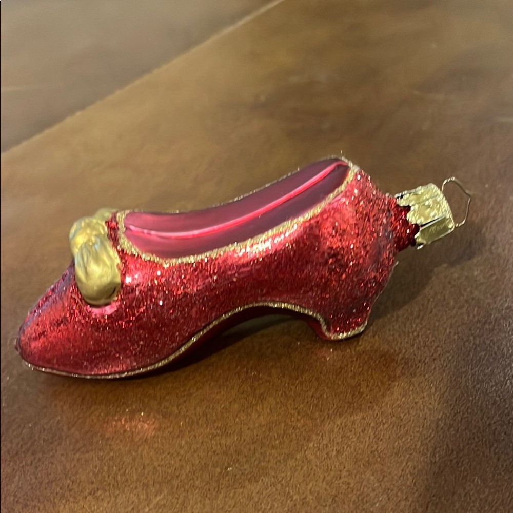 Glittery Red and Gold Ruby Red slipper Ornament